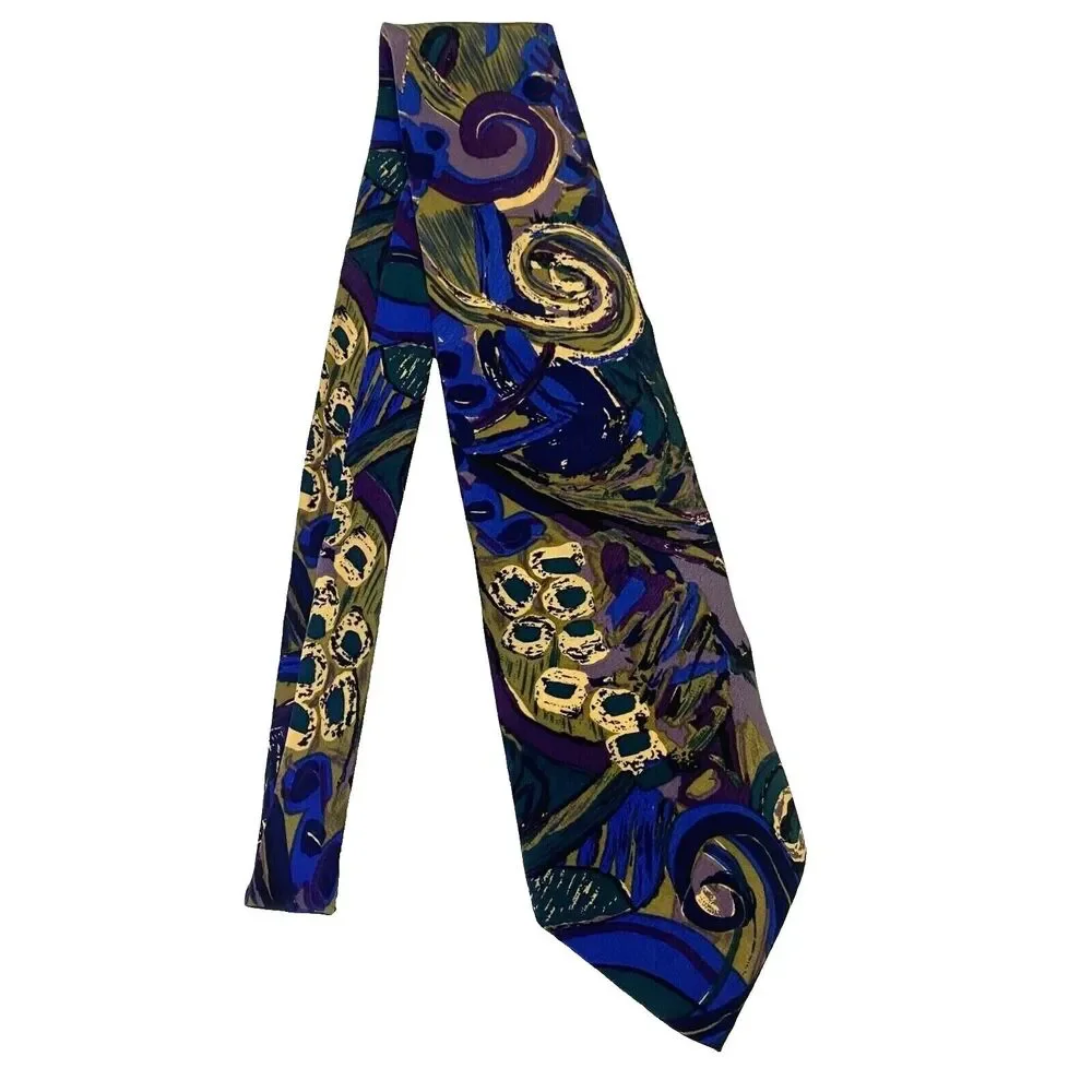 #6616 Enrico Coveri Multicolored Abstract Mens Necktie, Tie